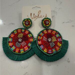 Viola Multicolor Beaded Earrings. NWT.